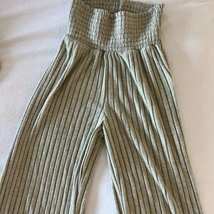 Women’s Ribbed Knit lounge Pants in light green. Z supply.